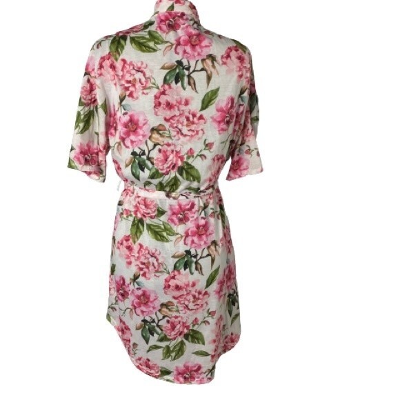 Show Me Your Mumu Pink White Floral Knee Length Robe One Size - Picture 3 of 7